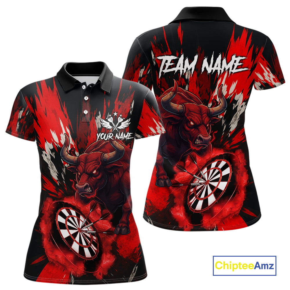 Personalized Red Dartboard Splash Bull Darts Shirt For Women Custom Dart Jersey Team Polo & 1/4 Zip TDM5276