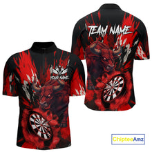 Load image into Gallery viewer, Personalized Red Dartboard Splash Bull Darts Shirt For Men Custom Dart Jersey Team Polo &amp; 1/4 Zip TDM5276