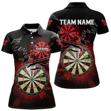 Load image into Gallery viewer, Striking Red Glowing Light Darts Polo &amp; Quarter Zip Custom Dart Shirts For Women Darts League Jerseys TDM3479