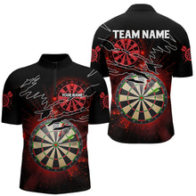 Load image into Gallery viewer, Striking Red Glowing Light Darts Polo &amp; Quarter Zip Custom Dart Shirts For Men Darts League Jerseys TDM3479