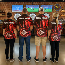 Load image into Gallery viewer, Black And Red Swirl Fire Flame Darts Shirt For Women Custom Darts Jersey Team Polo &amp; 1/4 Zip TDM6145