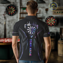 Load image into Gallery viewer, Black And Holographic Dartboard Crown Dart Shirts For Men – Custom Team Polo &amp; Quarter Zip Jersey TDM4062