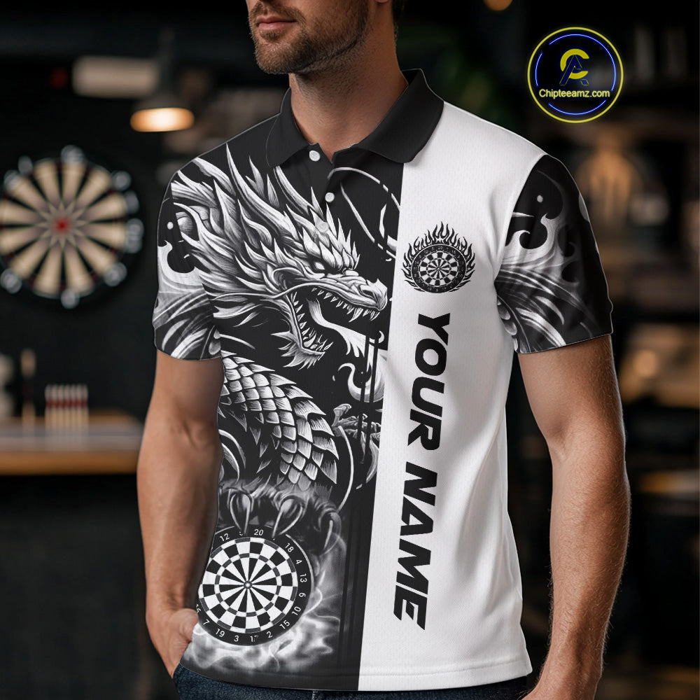 Custom Dragon Dart Shirts For Men, Personalized 3D Dart League Uniform Best Dart Jerseys |White TDM4239