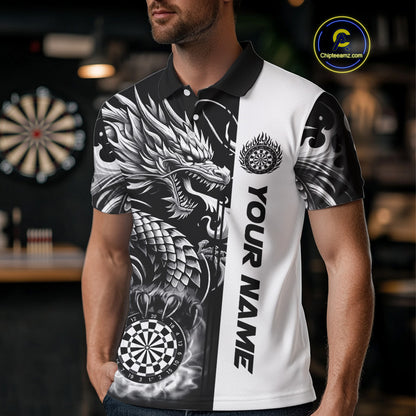 Custom Dragon Dart Shirts For Men, Personalized 3D Dart League Uniform Best Dart Jerseys |White TDM4239