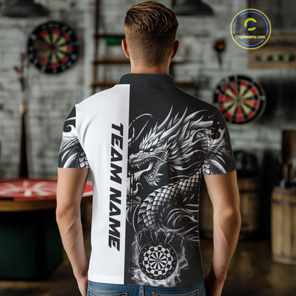 Custom Dragon Dart Shirts For Men, Personalized 3D Dart League Uniform Best Dart Jerseys |White TDM4239