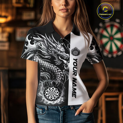 Custom Dragon Dart Shirts For Women, Personalized 3D Dart League Uniform Best Dart Jerseys |White TDM4239