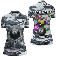 Load image into Gallery viewer, Personalized 8 Ball Pool Smoke Billiard Shirts For Women Custom Camo Billiard Balls Team Jerseys TDM2084