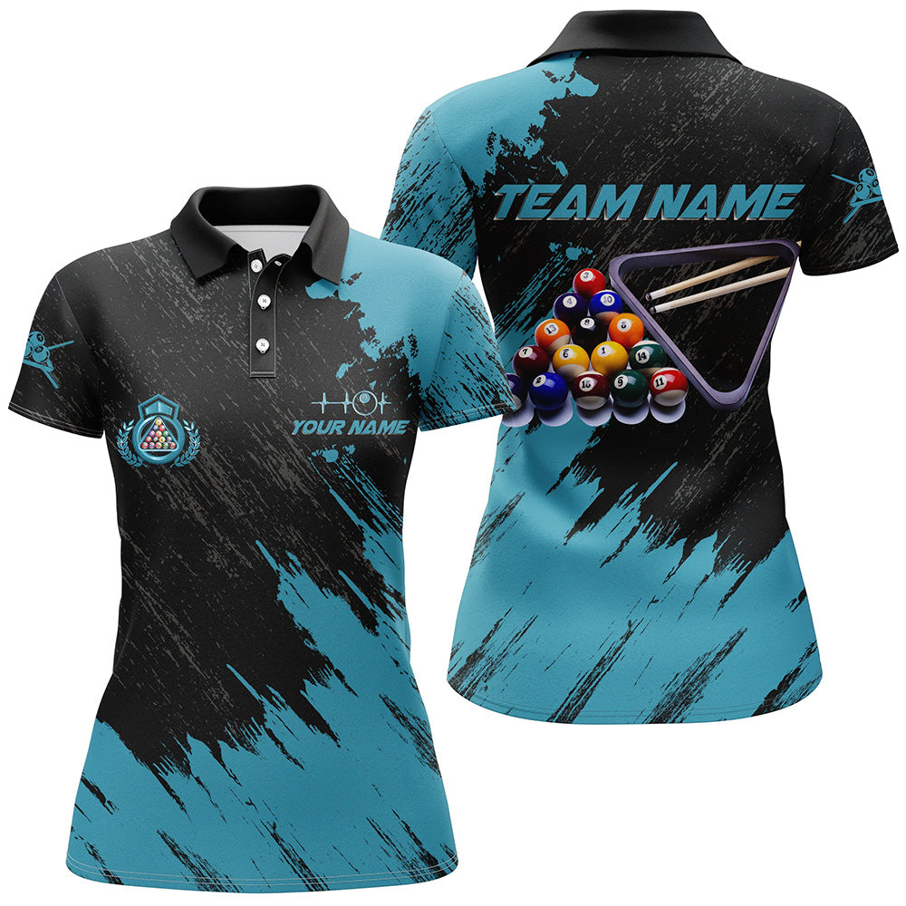 Personalized Billiards Balls Painted Blue Version All Over Print Billiard Polo Shirts For Women TDM0184