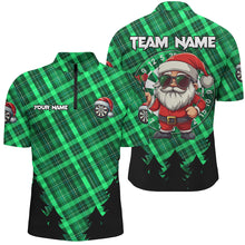 Load image into Gallery viewer, Funny Christmas Santa Custom Green Plaid Pattern Dart Shirts For Men, Christmas Darts Outfit Gift TDM2809