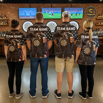 US Flag Grim Reaper Smoke Darts Shirt For Women Custom Beer Darts Team Jersey Polo & 1/4 Zip TDM7971