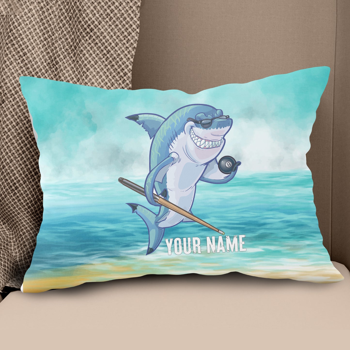 Personalized Funny Billiard Shark Pillow Best Custom Pool Throw Pillows TDM0803