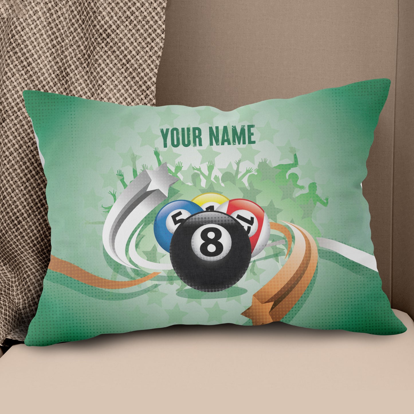Personalized Green Billiard Balls Pillow, Funny Billiard Throw Pillows TDM0807