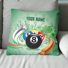 Load image into Gallery viewer, Personalized Green Billiard Balls Pillow, Funny Billiard Throw Pillows TDM0807