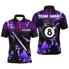 Load image into Gallery viewer, Purple Neon Light Pool Cue 8 Ball Crown Billiard Shirt For Men Custom Team League Billiard Jerseys TDM3290