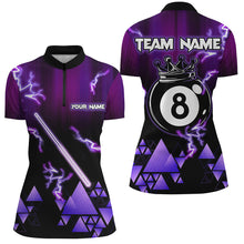 Load image into Gallery viewer, Purple Neon Light Pool Cue 8 Ball Crown Billiard Shirt For Women Custom Team League Billiard Jerseys TDM3290