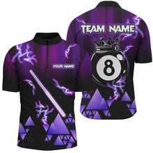 Load image into Gallery viewer, Purple Neon Light Pool Cue 8 Ball Crown Billiard Shirt For Men Custom Team League Billiard Jerseys TDM3290