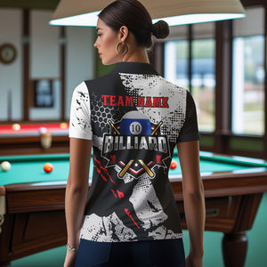 Personalized Grunge Style 10 Ball Billiard Shirts For Women Custom 10 Ball Pool Billiard Team Jerseys TDM3486