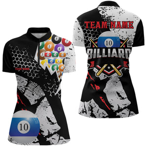 Personalized Grunge Style 10 Ball Billiard Shirts For Women Custom 10 Ball Pool Billiard Team Jerseys TDM3486