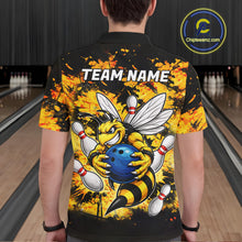 Load image into Gallery viewer, Funny Bee Custom Grunge Yellow Black Bowling Shirt For Men, Bowling Team Jersey Polo &amp; 1/4 Zip TDM6162