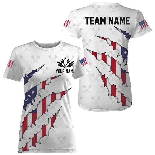 Personalized American Flag Darts T Shirts For Women, Patriotic Darts Team Jerseys TDM1675