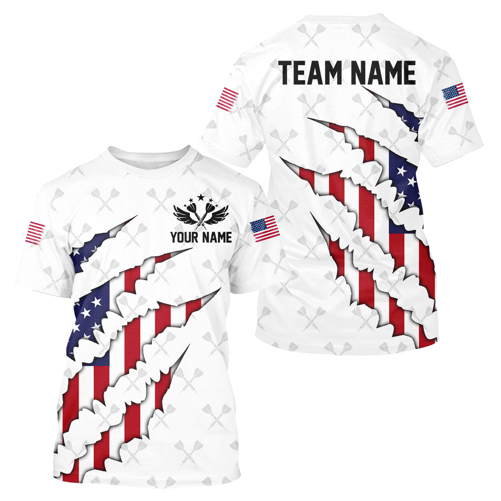 Personalized American Flag Darts T Shirts For Men, Patriotic Darts Team Jerseys TDM1675
