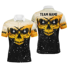 Load image into Gallery viewer, Custom Grunge Yellow Black Skull Billiard Men Jerseys Shirts, 8 Ball Billiards Apparel Clothing TDM1878