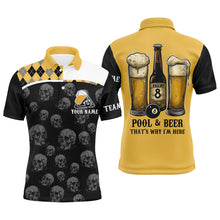 Load image into Gallery viewer, Pool &amp; Beer That&#39;s Why I&#39;m Here Custom Men Billiard Shirts, Yellow Black Drinking Billiard Jerseys TDM2092