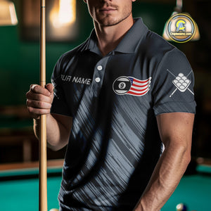 Personalized Billiard US Flag 9 Ball Pool Shirt For Men, Billiard Team Jersey Polo & 1/4 Zip TDM4426