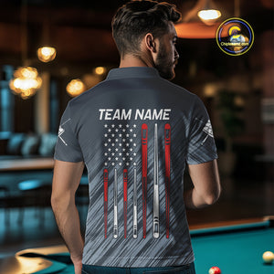 Personalized Billiard US Flag 9 Ball Pool Shirt For Men, Billiard Team Jersey Polo & 1/4 Zip TDM4426