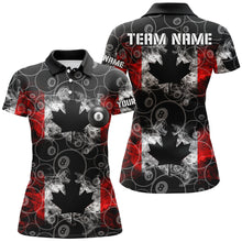 Load image into Gallery viewer, Canada Flag Smoke 8 Ball Pattern Custom Black Women Billiard Shirts Patriotic Canadian Pool Jerseys TDM2572