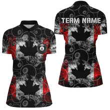 Load image into Gallery viewer, Canada Flag Smoke 8 Ball Pattern Custom Black Women Billiard Shirts Patriotic Canadian Pool Jerseys TDM2572