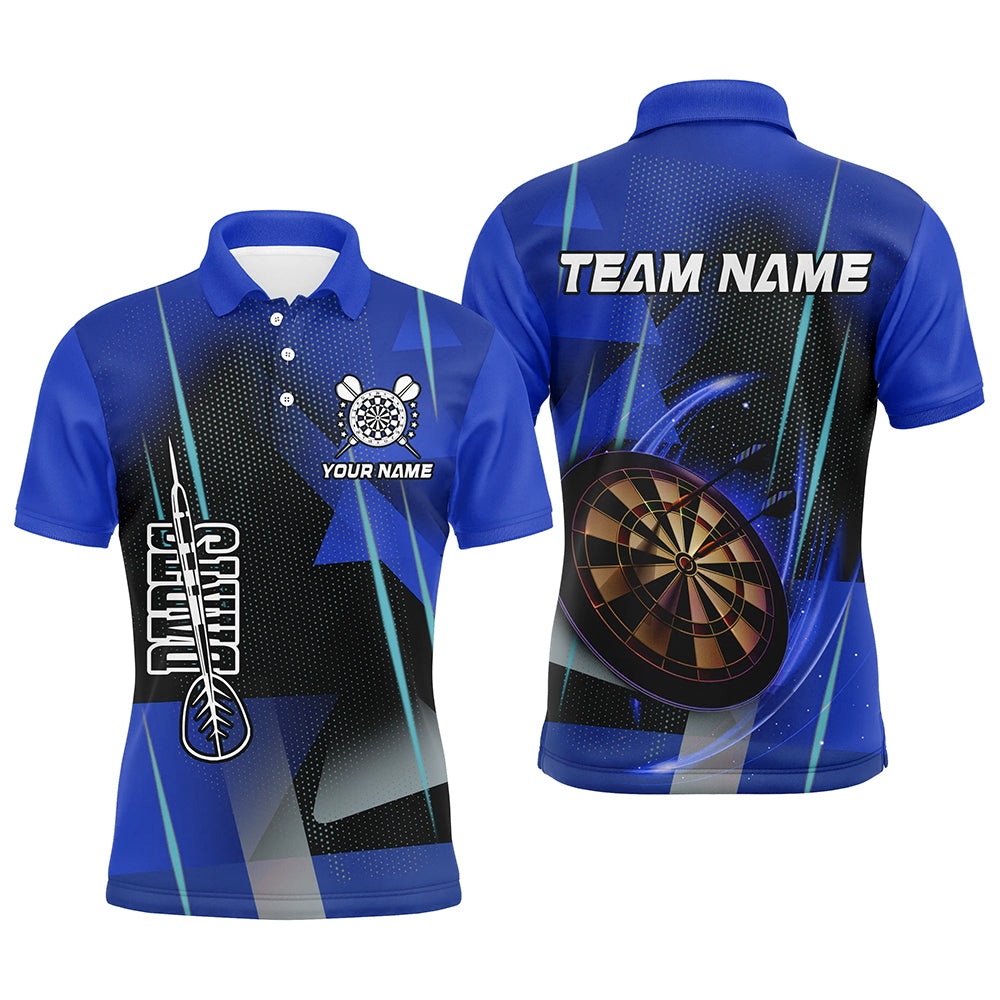 Personalized Darts Polo & Quarter-Zip 3D Printed Shirts For Men Custom Blue Darts Team Jersey TDM2573