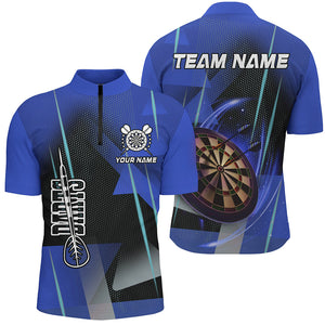 Personalized Darts Polo & Quarter-Zip 3D Printed Shirts For Men Custom Blue Darts Team Jersey TDM2573