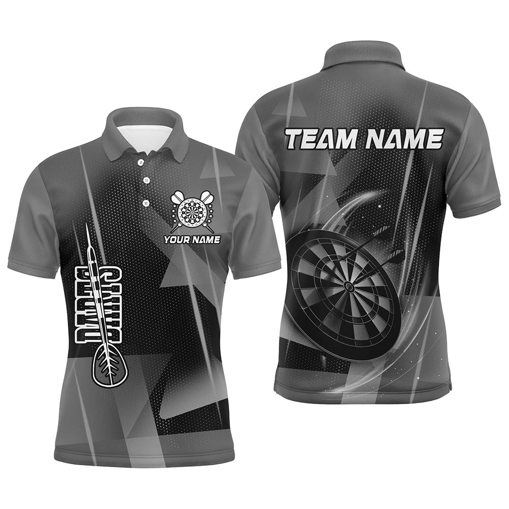 Personalized Darts Polo & Quarter-Zip 3D Printed Shirts For Men Custom Grey Darts Team Jersey TDM2575