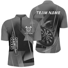 Load image into Gallery viewer, Personalized Darts Polo &amp; Quarter-Zip 3D Printed Shirts For Men Custom Grey Darts Team Jersey TDM2575
