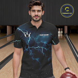 Personalized Thunder Lightning Tornado Funny Bowling Shirt For Men Custom Bowling Team Jersey TDM4854
