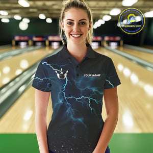 Personalized Thunder Lightning Tornado Funny Bowling Shirt For Women Custom Bowling Team Jersey TDM4854