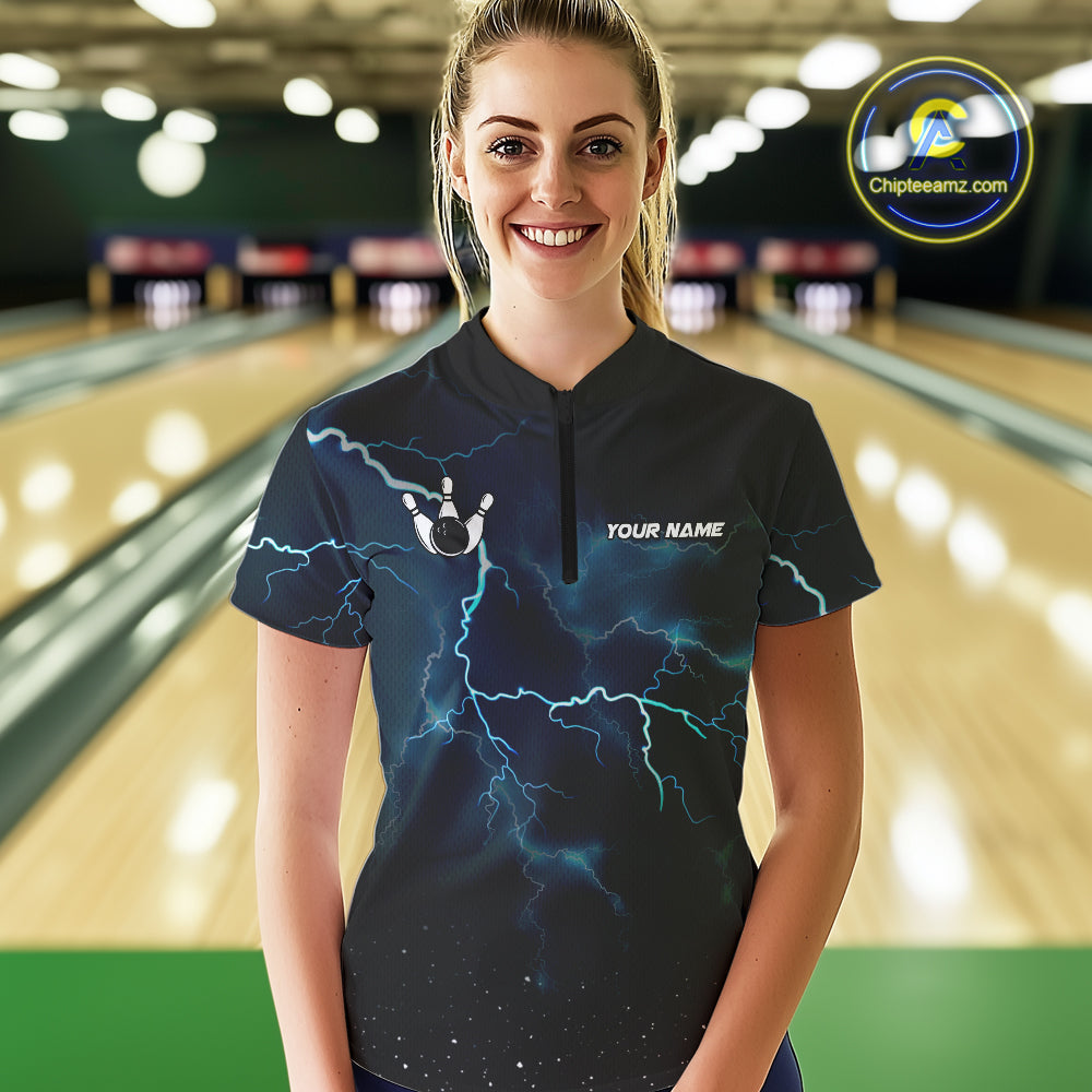 Personalized Thunder Lightning Tornado Funny Bowling Shirt For Women Custom Bowling Team Jersey TDM4854