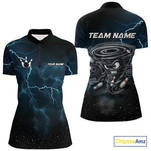 Personalized Thunder Lightning Tornado Funny Bowling Shirt For Women Custom Bowling Team Jersey TDM4854