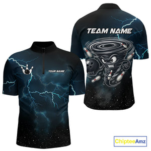 Personalized Thunder Lightning Tornado Funny Bowling Shirt For Men Custom Bowling Team Jersey TDM4854