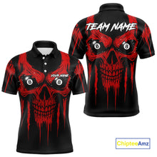 Load image into Gallery viewer, Red Grunge Skull Billiard Jersey For Men Custom 8 Ball Pool Billiard Shirt Team Polo &amp; 1/4 Zip TDM5072
