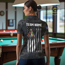 Load image into Gallery viewer, Personalized Texas &amp; American Flag Camo Billiard Shirt For Women Custom Patriotic Pool Team Jersey TDM5543