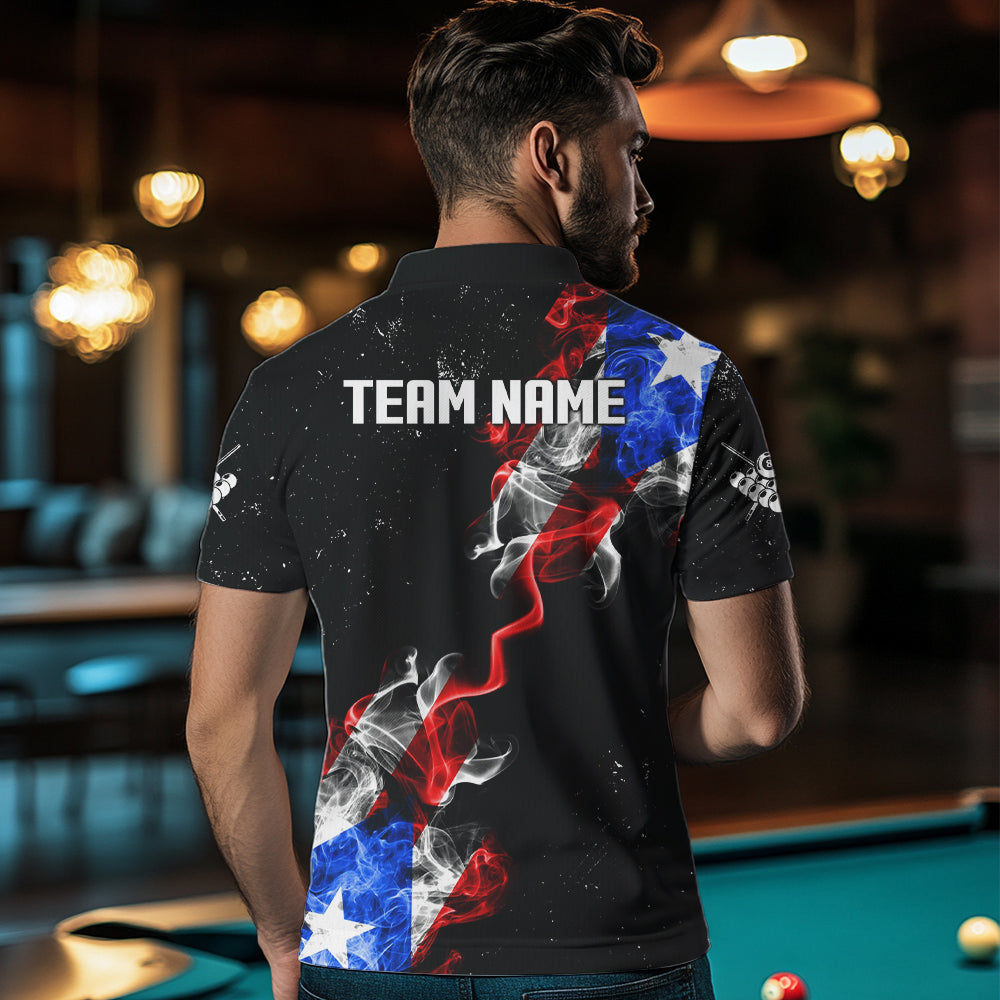 Personalize Puerto Rico Flag Smoke Billiard Shirt For Men Custom Patriotic 8 Ball Pool Team Jersey TDM0976