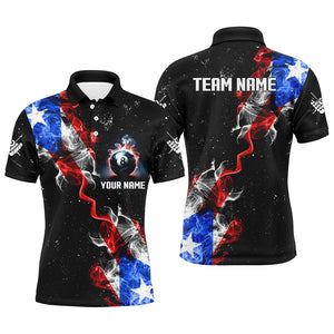 Personalize Grunge US Flag Smoke Billiard Men Polo Shirts Custom Patriotic Billiard Jerseys Uniform TDM0976