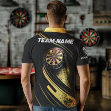 Load image into Gallery viewer, Personalized Gradient Gold And Black Darts Polo, Quarter Zip Custom Dart Shirts For Men Dart Jersey TDM3642