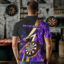 Load image into Gallery viewer, Personalized Purple And Gold Smoke Swirling Men Dart Shirts, Dart Team Shirts Custom Dart Jerseys TDM3784