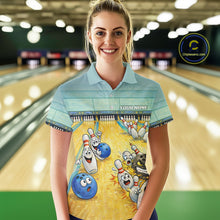 Load image into Gallery viewer, Funny Strike Bowling Polo &amp; Quarter Zip For Women Custom Bowling Team Jersey, Bowling Outfit TDM6168