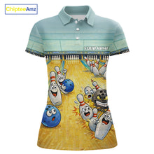 Load image into Gallery viewer, Funny Strike Bowling Polo &amp; Quarter Zip For Women Custom Bowling Team Jersey, Bowling Outfit TDM6168