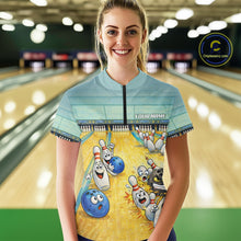 Load image into Gallery viewer, Funny Strike Bowling Polo &amp; Quarter Zip For Women Custom Bowling Team Jersey, Bowling Outfit TDM6168