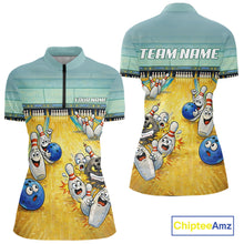 Load image into Gallery viewer, Funny Strike Bowling Polo &amp; Quarter Zip For Women Custom Bowling Team Jersey, Bowling Outfit TDM6168